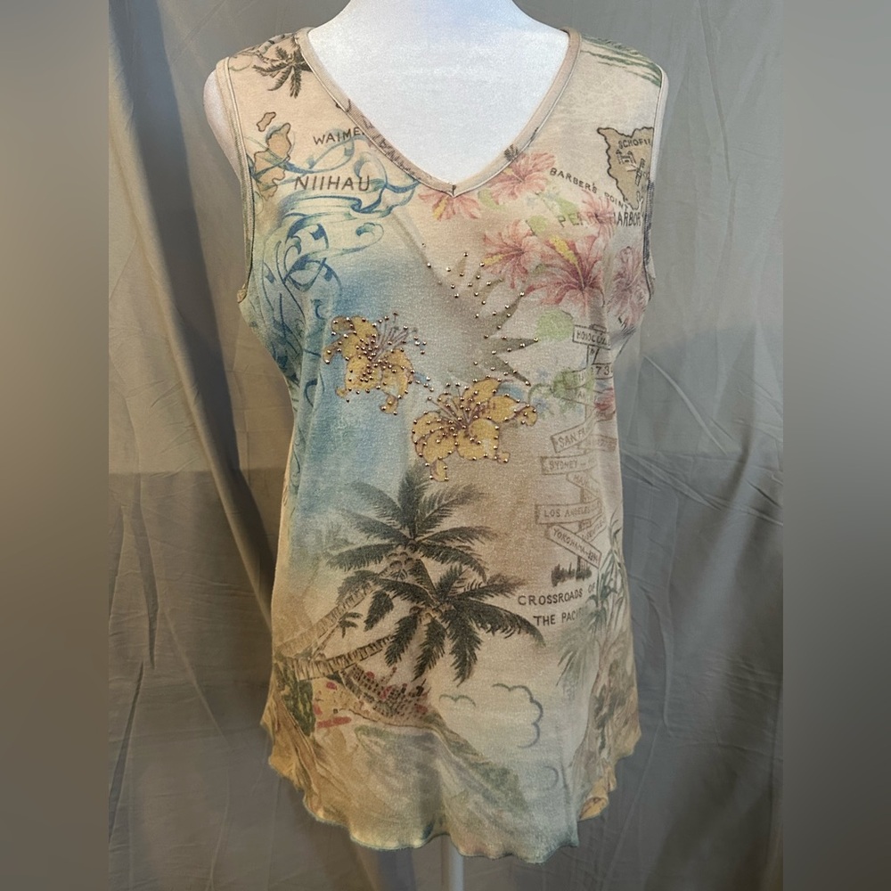 Scenic Print Sleeveless Tank Top